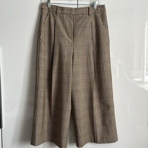MICHAEL KORS NWOT Wool Beige Black Checkered Culotte Trouser Pant, Size 10